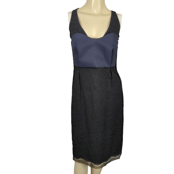 Sonia Rykiel Sleeveless lace black navy blue cocktail Sheath dress sz 38 sz 8 - Picture 2 of 16